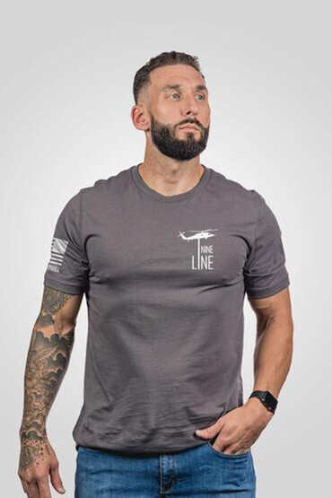 Nine Line Thin Red Line Short Sleeve T-Shirt in grey from front